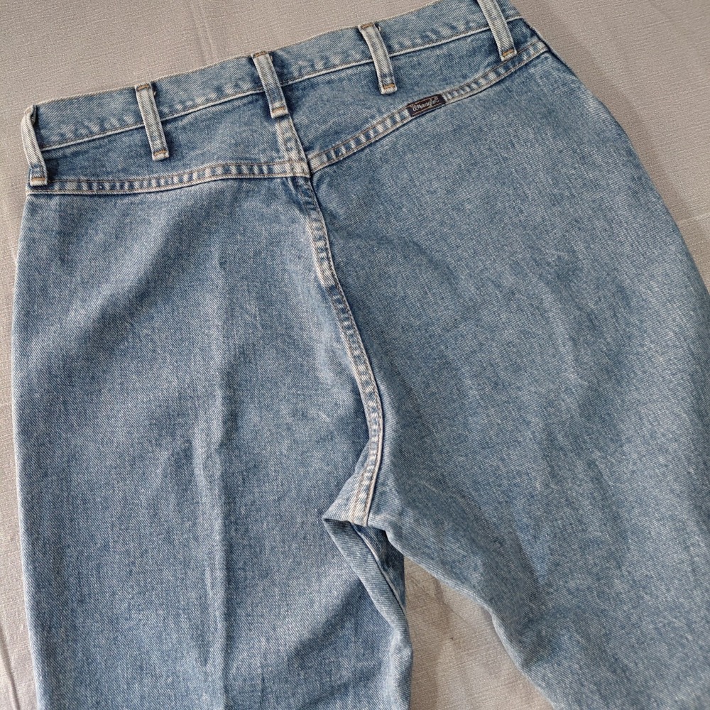 Vtg Wrangler High Waisted Straight Leg Bareback Jeans Women's 15x34 34.5" Inseam